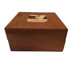 Vintage English Leather Dovetailed Wood Empty Box AS IS